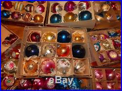 Large Vintage Lot of Glass christmas Ornaments- Poland-Germany-Shiny Bright