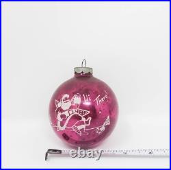 Large Vtg Mercury Glass Santa Claus Hi There! Stencil Christmas Ornament 3