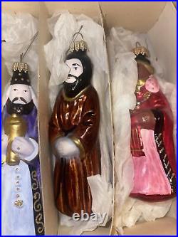 Lauscha Glas Creation Set of 7 Glass Ornaments Christmas Nativity Germany In Box