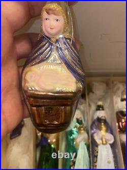 Lauscha Glas Creation Set of 7 Glass Ornaments Christmas Nativity Germany In Box