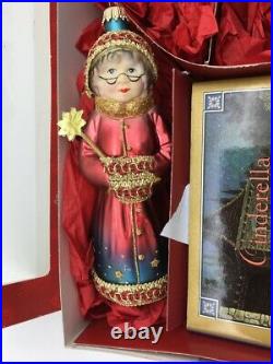 Lauscha Glass Christmas Tree Ornaments Cinderella Collection 5 pc with book box