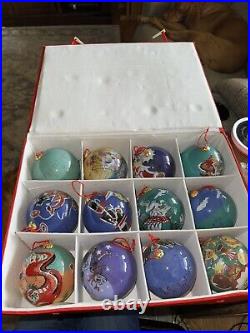 Li Bien Ornaments 12 Days Of Christmas Pier 1 Boxed Set Inside Reverse Painted