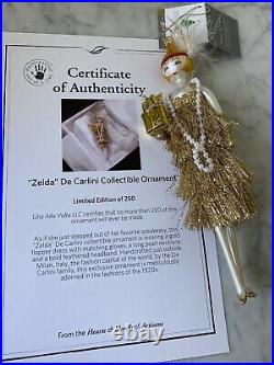 Limited Edition De Carlini Italy Glass Christmas Ornament fashion lady with cert