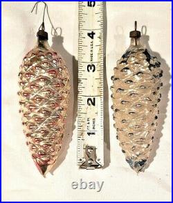 Lot/10 Antique German Blown Glass Christmas Ornament Pinecone Blue Green Red