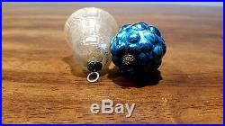 Lot 2 Antique Kugel Glass Christmas Tree Bell Grape Berry Miniature Ornament 2