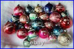 Lot 24 Vintage Christmas Ornaments Shiny Brite Mica Stencil