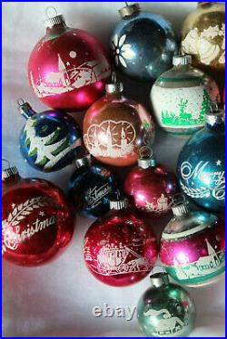 Lot 24 Vintage Christmas Ornaments Shiny Brite Mica Stencil