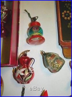 Lot 33 1930s Antique Glass GERMANY horns balls teapots CHRISTMAS ORNAMENTS