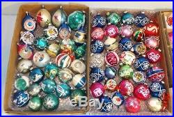 Lot 89 Large VTG Glass Christmas Ball Ornaments Indent Mica Glitter 2.5-4.5