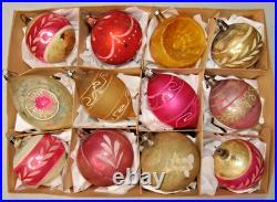 Lot Antique VTG 1900s Glass Pictured Indent BALL DROP Christmas Ornament Germany
