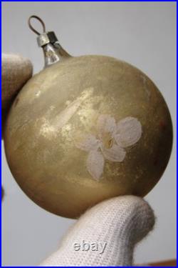 Lot Antique VTG 1900s Glass Pictured Indent BALL DROP Christmas Ornament Germany