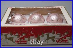 Lot Modern Glittered Glass PINK Pictured Ribbon BALL Christmas Ornaments
