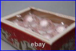 Lot Modern Glittered Glass PINK Pictured Ribbon BALL Christmas Ornaments