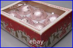 Lot Modern Glittered Glass PINK Pictured Ribbon BALL Christmas Ornaments