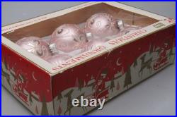 Lot Modern Glittered Glass PINK Pictured Ribbon BALL Christmas Ornaments