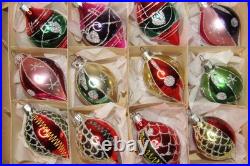 Lot Modern Vintage Glass DOTS Glittered Pictured DROP Christmas Ornament Romania