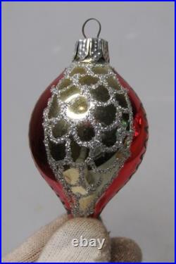 Lot Modern Vintage Glass DOTS Glittered Pictured DROP Christmas Ornament Romania