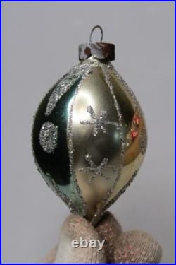 Lot Modern Vintage Glass DOTS Glittered Pictured DROP Christmas Ornament Romania