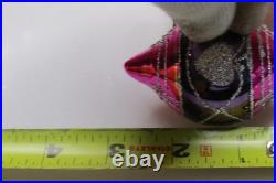 Lot Modern Vintage Glass DOTS Glittered Pictured DROP Christmas Ornament Romania