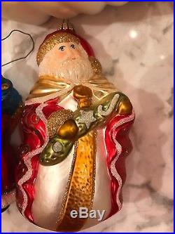 Lot Of 12 Vtg Santa Claus Glass Ornaments Old World Christmas Blown Glitter