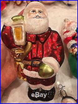 Lot Of 12 Vtg Santa Claus Glass Ornaments Old World Christmas Blown Glitter