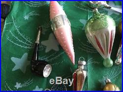 Lot Of 29 Fancy Vtg Mercury Glass Figural Med Large Christmas Ornaments Sputnik+