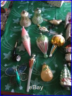 Lot Of 29 Fancy Vtg Mercury Glass Figural Med Large Christmas Ornaments Sputnik+