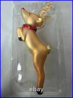 Lot Of 3 Pottery Barn Blown Glass Ornament Prancer, Vixen, Rudolph