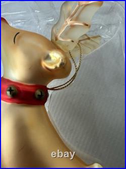 Lot Of 3 Pottery Barn Blown Glass Ornament Prancer, Vixen, Rudolph