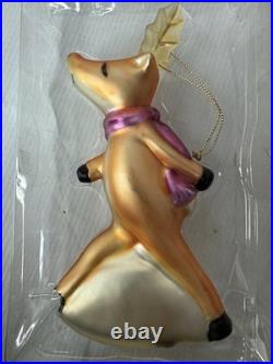 Lot Of 3 Pottery Barn Blown Glass Ornament Prancer, Vixen, Rudolph