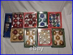 Lot Of 50 Various Multicolor Glass Ornaments With Bonus Knife And Server