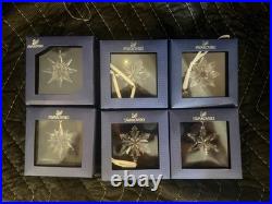 Lot Of 6 Swarovski Crystal Snowflake Christmas Holiday Ornaments With Boxes