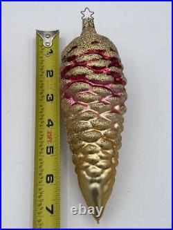 Lot Of 9 VTG Hand Blown Mercury Glass Pine Cone Ornament Copper/ Gold Germany