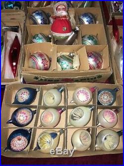 Lot Of Over 200 Vintage Glass Mica Christmas Ornaments Poland, Germany, Japan