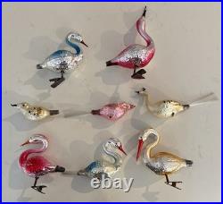 Lot Of Rare Vintage Bird Christmas Tree Glass Ornaments Italian