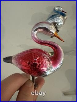 Lot Of Rare Vintage Bird Christmas Tree Glass Ornaments Italian