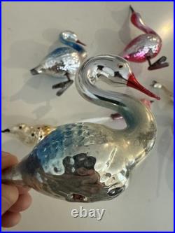 Lot Of Rare Vintage Bird Christmas Tree Glass Ornaments Italian