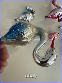 Lot Of Rare Vintage Bird Christmas Tree Glass Ornaments Italian