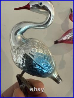 Lot Of Rare Vintage Bird Christmas Tree Glass Ornaments Italian