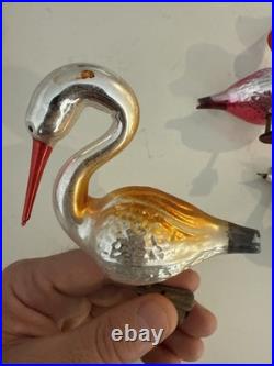 Lot Of Rare Vintage Bird Christmas Tree Glass Ornaments Italian