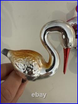 Lot Of Rare Vintage Bird Christmas Tree Glass Ornaments Italian