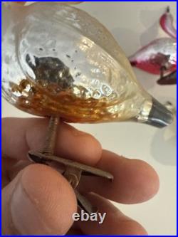 Lot Of Rare Vintage Bird Christmas Tree Glass Ornaments Italian