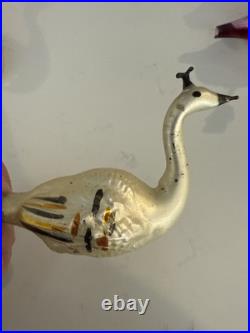 Lot Of Rare Vintage Bird Christmas Tree Glass Ornaments Italian