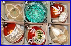 Lot VTG Antique Glass Stencil Pictured Indent 3 DROP Christmas Ornament Germany