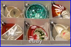 Lot VTG Antique Glass Stencil Pictured Indent 3 DROP Christmas Ornament Germany