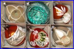 Lot VTG Antique Glass Stencil Pictured Indent 3 DROP Christmas Ornament Germany