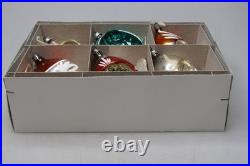 Lot VTG Antique Glass Stencil Pictured Indent 3 DROP Christmas Ornament Germany