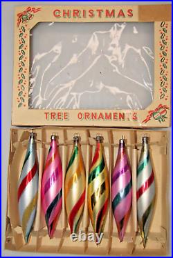 Lot VTG Blown Glass Sugar Cane Striped ICICLES Jumbo Christmas Ornament Poland