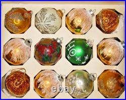 Lot VTG Glass Assorted Pictured Glitter HO HO Snow Cap BALL Christmas Ornaments