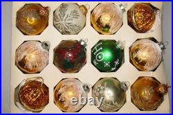 Lot VTG Glass Assorted Pictured Glitter HO HO Snow Cap BALL Christmas Ornaments